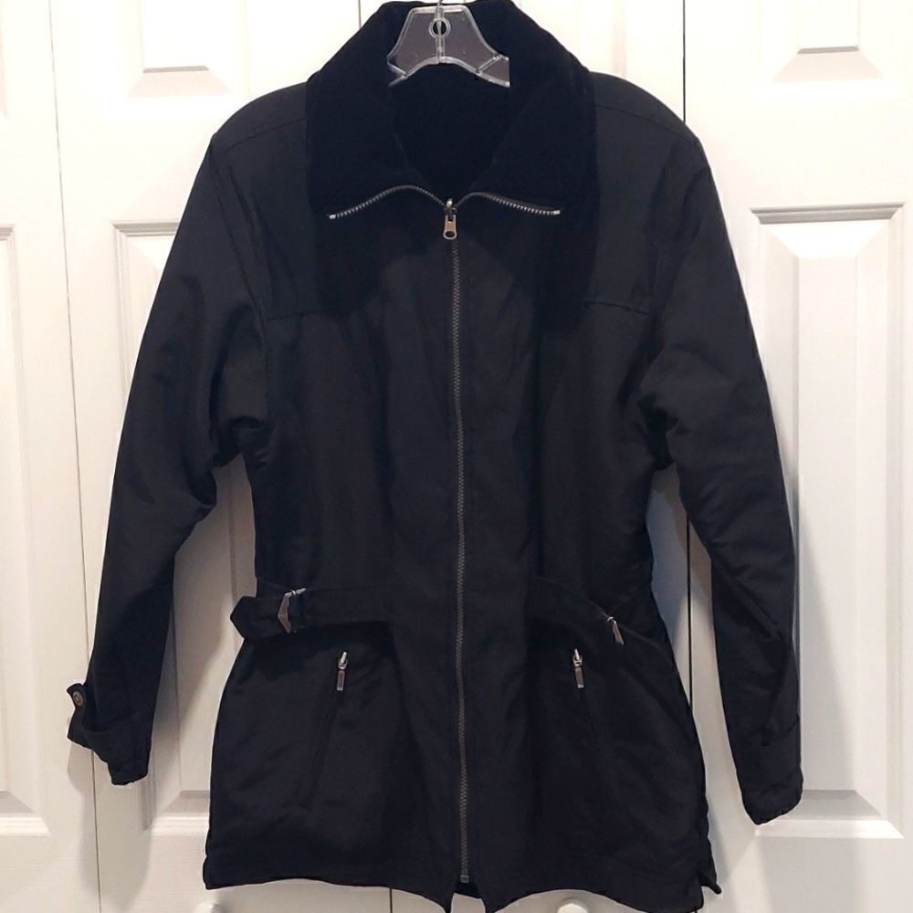 NILS Vintage 90s Retro Black Ski Jacket Reversible Velvet Size 12